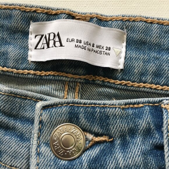 Zara High-Rise Bootcut Jean Womens 6 Raw Hem 26" Inseam Excellent - Picture 6 of 13